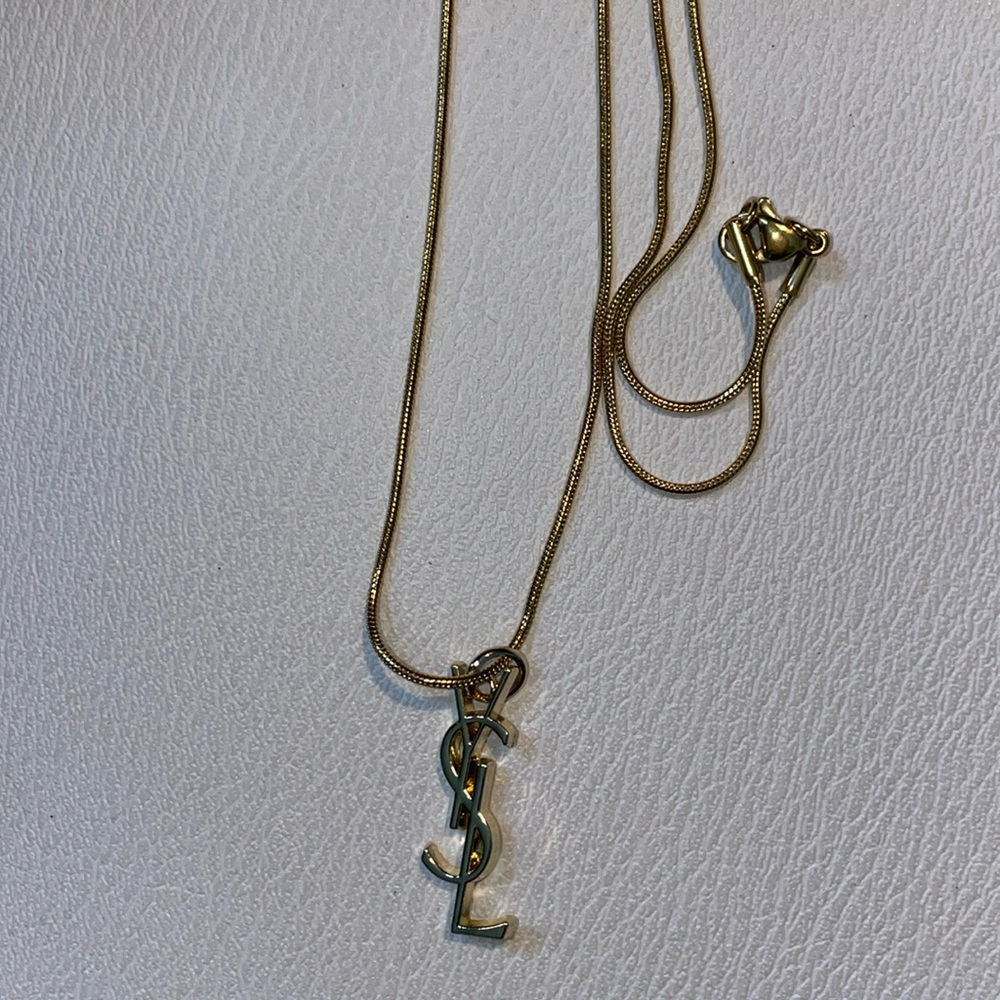 Ysl Charm With Unbranded Stainless Steel Chain Preowned